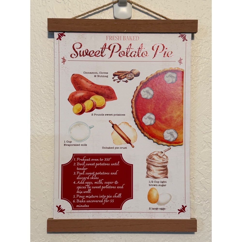 Greenbrier International Sweet Potato Pie Recipe Wall Decor Rustic Kitchen Art